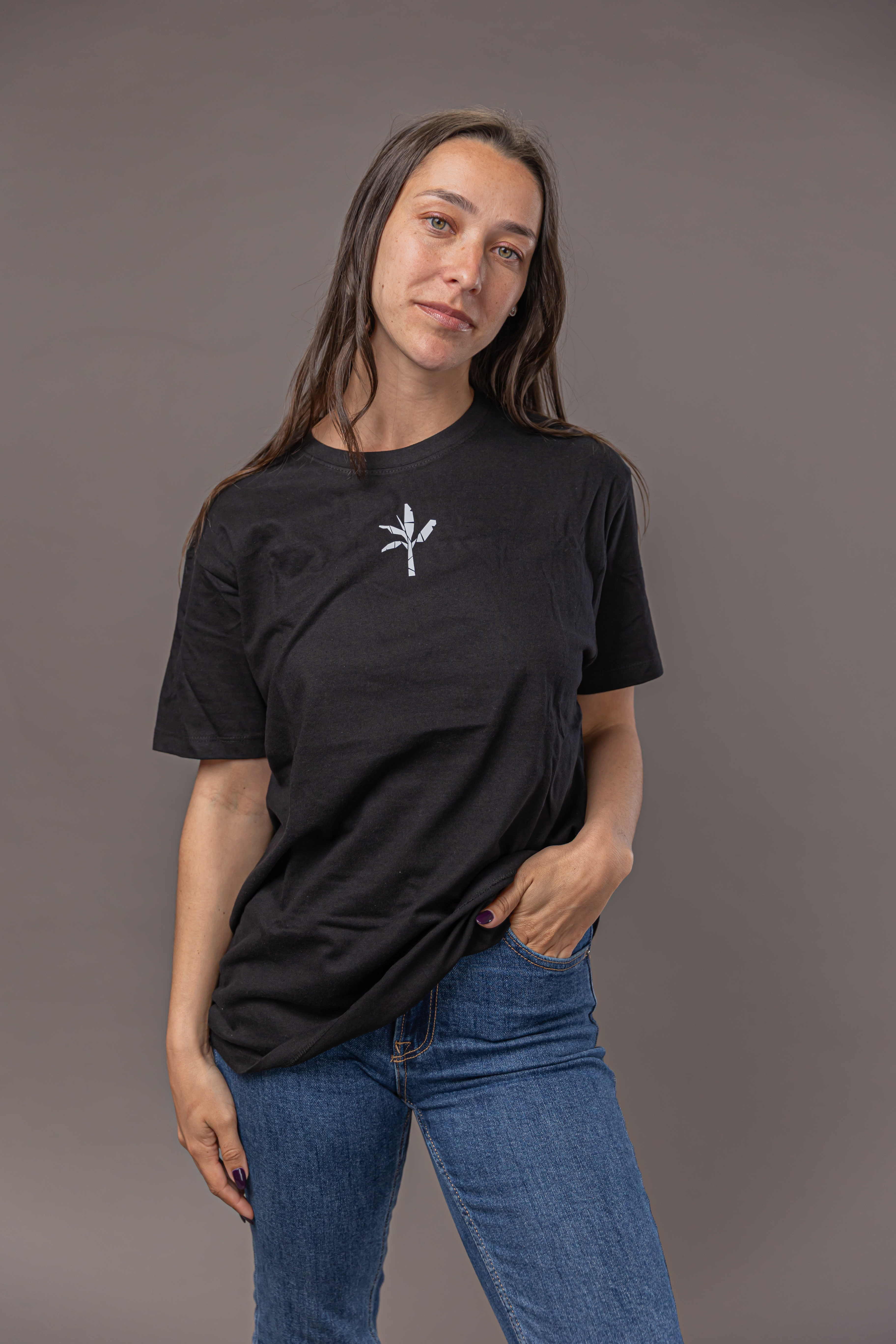 Normal T-Shirt - Black with White Logo