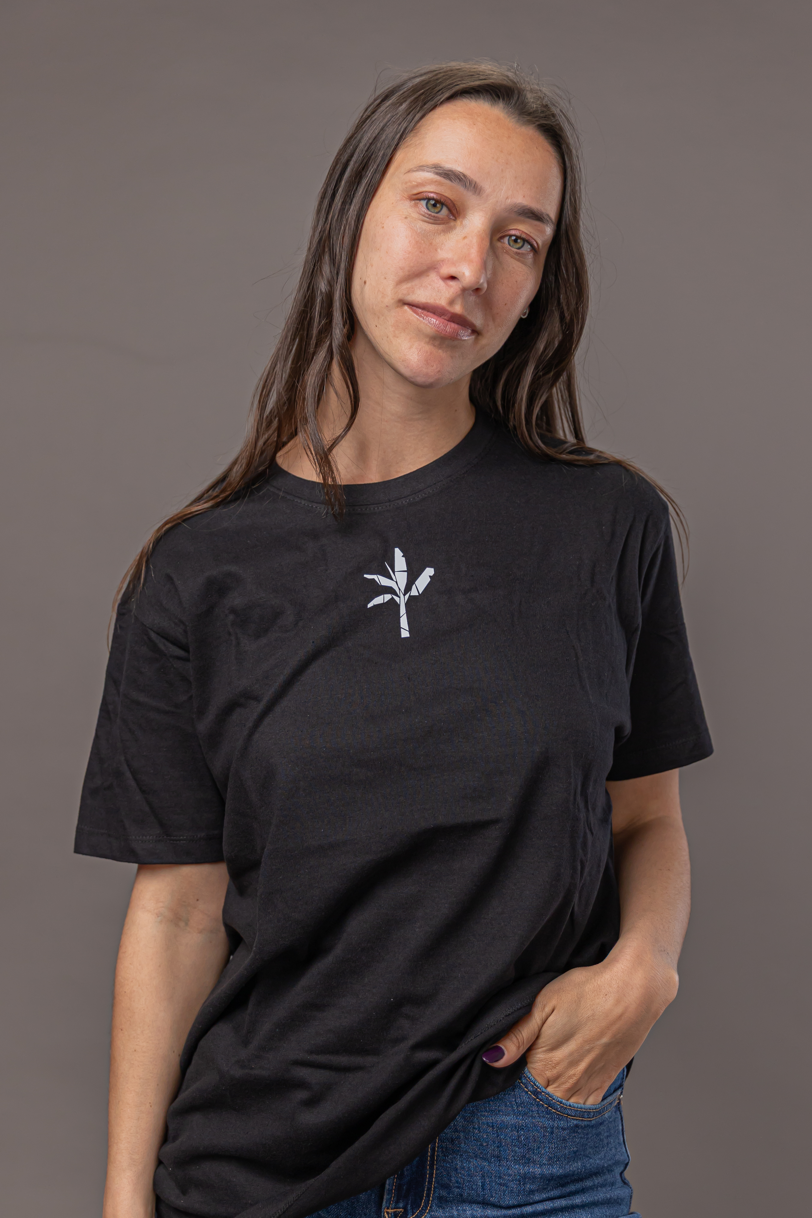 Normal T-Shirt - Black with White Logo back